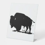 Zwart-witte buffalo Silhouette Reclamebord Met Voetstuk (Voorkant)