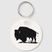 Zwart-witte buffalo Silhouette Sleutelhanger (Voorkant)