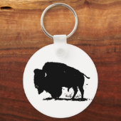 Zwart-witte buffalo Silhouette Sleutelhanger (Voorkant)