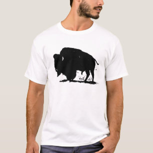 Zwart-witte buffalo Silhouette T-shirt