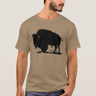 Zwart-witte buffalo Silhouette T-shirt