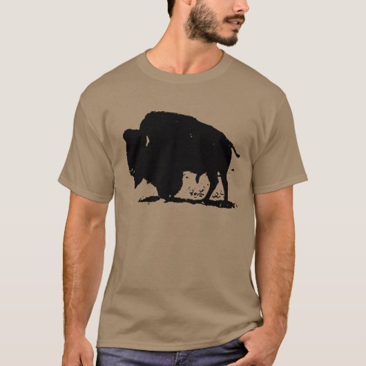 Zwart-witte buffalo Silhouette T-shirt (Voorkant)