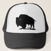 Zwart-witte buffalo Silhouette Trucker Pet (Voorkant)