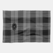 Zwart-witte buffel plaid monogrammed theedoek (Horizontaal)