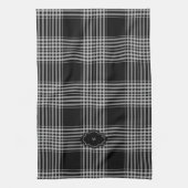 Zwart-witte buffel plaid monogrammed theedoek (Verticaal)