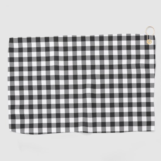 Zwart-witte buffel Tartan Golfhanddoek (Horizontaal)