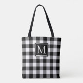 Zwart-witte buffelmonogram Aangepast Tote Bag (Achterkant)