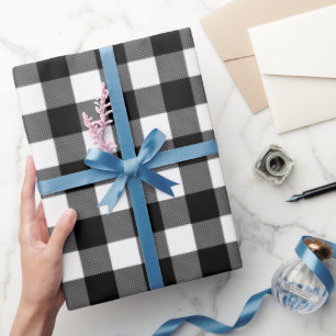 Zwart-witte buffelplaat, geborduurd cadeaupapier