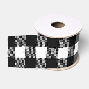 Zwart-witte buffelplaat, gecheckt, decor grosgrain lint