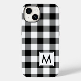 Zwart-witte buffelplaat met monogram Case-Mate iPhone 14 hoesje