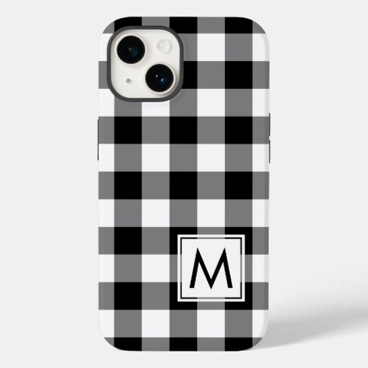 Zwart-witte buffelplaat met monogram Case-Mate iPhone case (Achterkant)