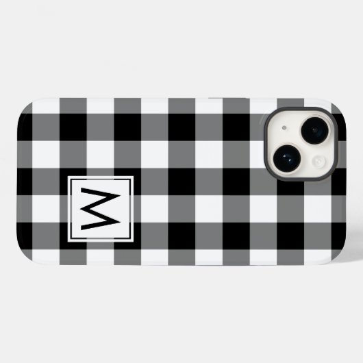 Zwart-witte buffelplaat met monogram Case-Mate iPhone case (Achterkant (horizontaal))
