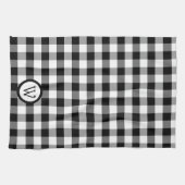 Zwart-witte buffelplaat met monogram theedoek (Horizontaal)