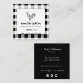 Zwart-witte buffelplaat met rooster vierkante visitekaartje (Voorkant / Achterkant)