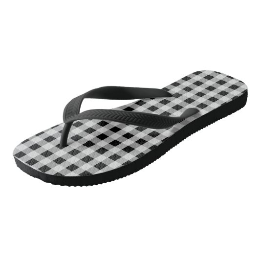 Zwart-witte buffelplaat teenslippers (Schuin)