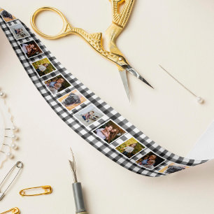 Zwart-witte buffels foto satijnen lint