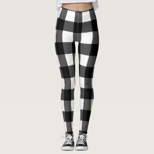 Zwart-witte buffels Gingham Gingham Gecontroleerde Leggings