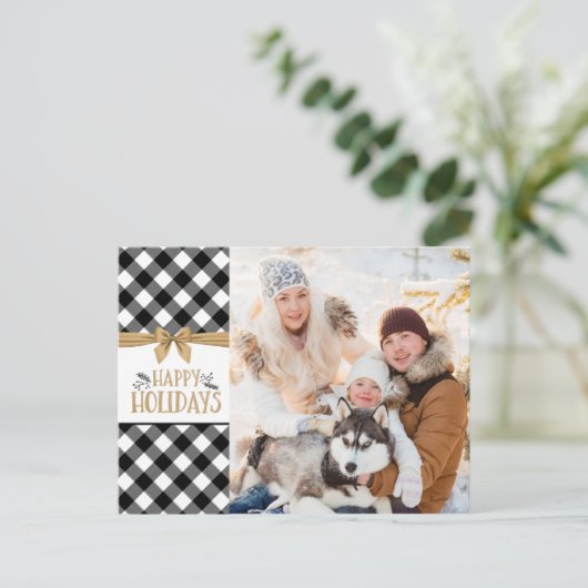 Zwart-witte buffels, goudstrook feestdagenkaart (Staand voorkant)