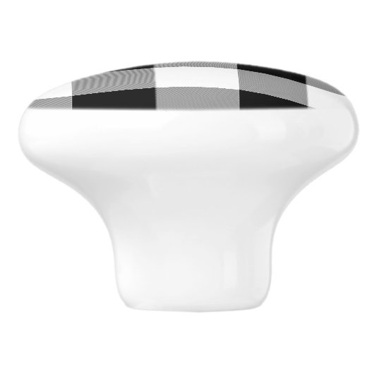 Zwart-witte buffels keramische knop (Zijkant)