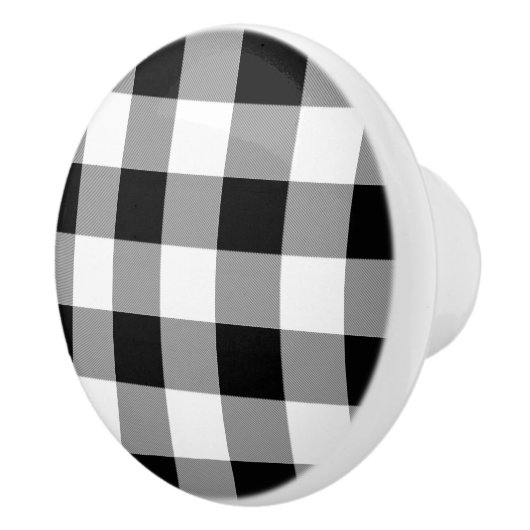 Zwart-witte buffels keramische knop (Rechts)