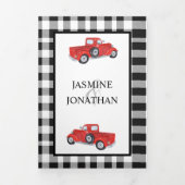 Zwart-witte buffels met een rode bruiloft drieluik uitnodiging (Cover)