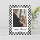 Zwart-witte buffels met foto-holiday-kaarten feestdagenkaart (Staand voorkant)