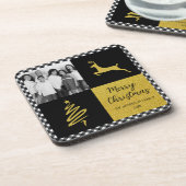 Zwart-witte buffels met gouden feestdag Foto Bier Onderzetter (Linkerzijde)