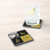 Zwart-witte buffels met gouden feestdag Foto Bier Onderzetter (Rechterzijde)