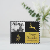Zwart-witte buffels met gouden feestdag Foto Feestdagenkaart (Staand voorkant)
