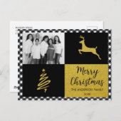 Zwart-witte buffels met gouden feestdag Foto Feestdagenkaart (Voorkant / Achterkant)