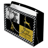 Zwart-witte buffels met gouden feestdag Foto Groot Cadeauzakje (Achterkant Gekanteld)