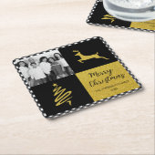 Zwart-witte buffels met gouden feestdag Foto Kartonnen Onderzetters (Schuin)