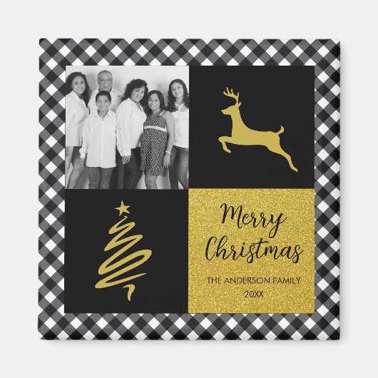 Zwart-witte buffels met gouden feestdag Foto Magneet (Voorkant)