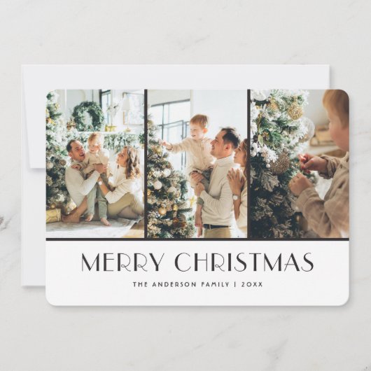 Zwart-witte buffels met kerstfoto's feestdagenkaart (Voorkant)