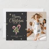 Zwart-witte buffels met kerstfoto's feestdagenkaart (Voorkant)