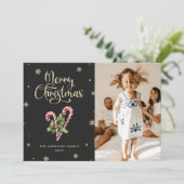 Zwart-witte buffels met kerstfoto's feestdagenkaart (Staand voorkant)