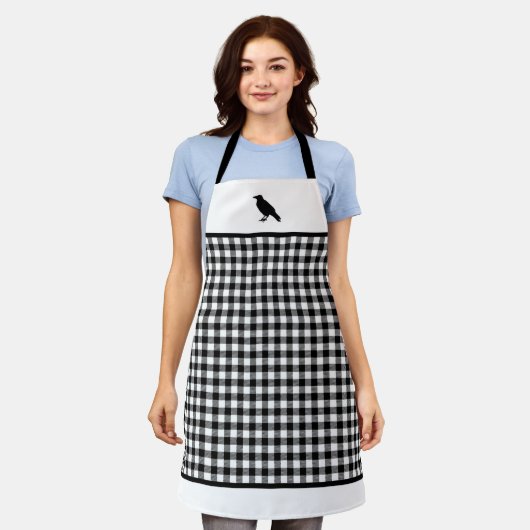 Zwart-witte buffels met zwarte coating Apron Schort (Gedragen)
