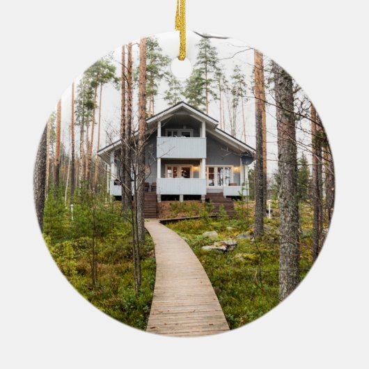 Zwart-witte buffels Nieuwe huishouding Keramisch Ornament (Achterkant)