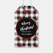 Zwart-witte buffels Rode glitter Snowflakes Cadeaulabel (Voorkant)