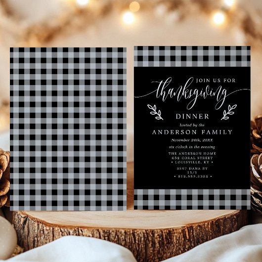 Zwart-witte buffels Thanksgiving Dinner Kaart