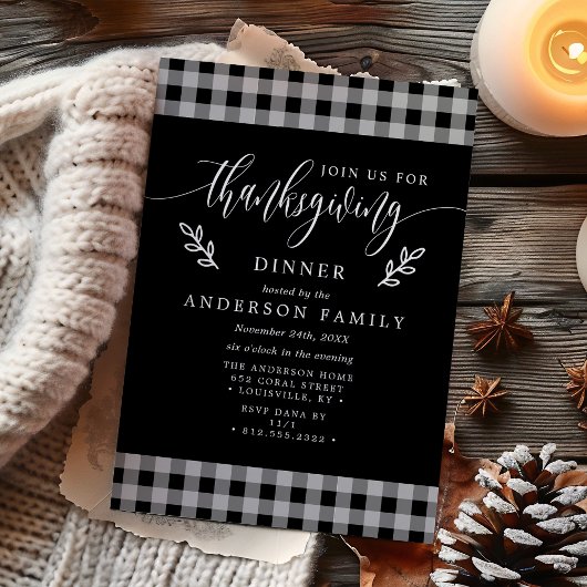 Zwart-witte buffels Thanksgiving Dinner Kaart