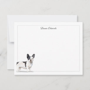 Zwart-witte Bulldog Grey Border Stationery Notitiekaartje