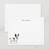 Zwart-witte Bulldog Grey Border Stationery Notitiekaartje (Voorkant / Achterkant)