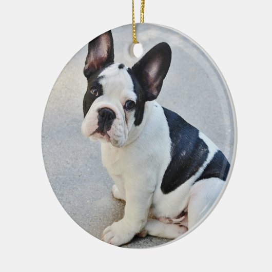 Zwart-witte Bulldog Keramisch Ornament (Links)