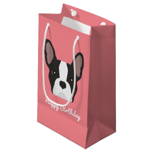 Zwart-witte Bulldog Small Gift Bag Klein Cadeauzakje (Voorkant Gekanteld)