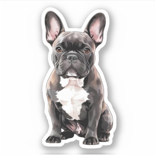 Zwart-witte Bulldog Sticker (Voorkant)