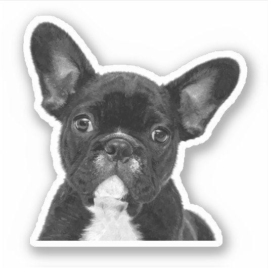 Zwart-witte Bulldog Sticker (Voorkant)