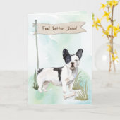 Zwart-witte Bulldog Voel zich beter met hond Kaart (Gele Bloem)