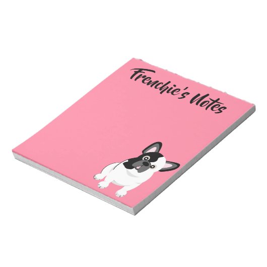 Zwart-witte bulledog Cute Puppy Notitieblok (Linkerzijde)