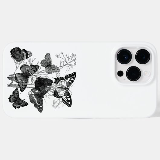 Zwart-witte Butterflie Case-Mate iPhone Case (Achterkant (horizontaal))